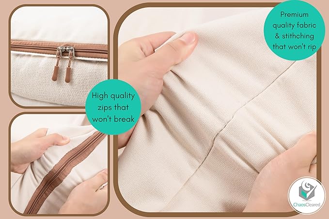 Under Bed Storage Bags 2 Pack - Low Blanket Storage Containers for Bedding, Linens & Sweaters, Made from Canvas, Extra Durable & Perfect Space Saving Solution, 38"L x 19"W x 6"H, Beige