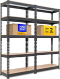 HOMEDANT 5 Tier Storage Shelves Adjustable Laminated Boltless Garage Metal Shelving Unit Heavy Duty Utility Rack Shelf Warehouse Pantry Closet Kitchen (2, (S) 28" W, Black)