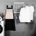 Wall Mounted Drying Rack - Clothes Drying Rack Wall Mounted for Laundry - 20 INCH - with 5 Hooks and 8 arms - 80 lbs Capacity - White Bamboo