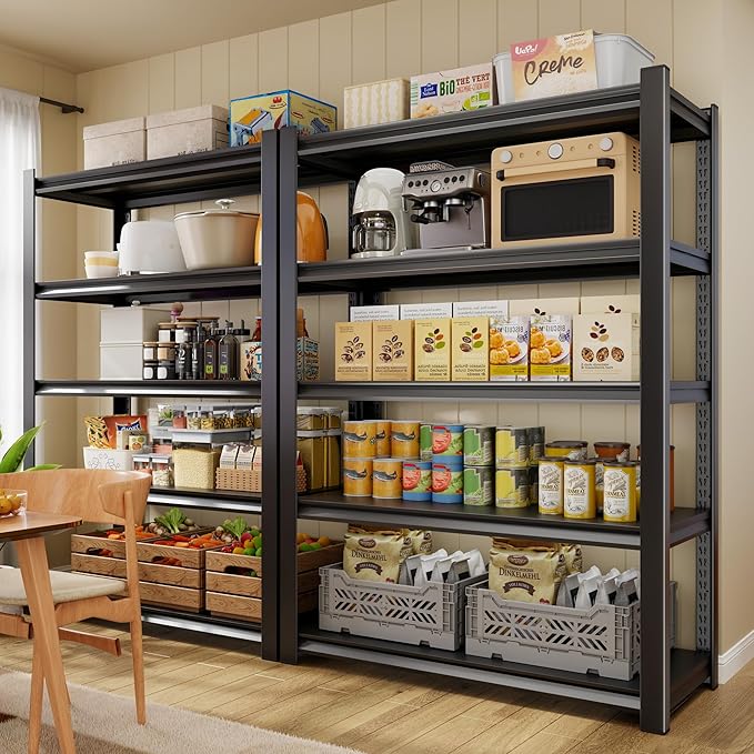 CJF Adjustable Garage Storage Shelves, 5-Tier Garage Shelving Heavy Duty, Metal Industrial Utility Shelf for Warehouse, Kitchen, Laundry Room,Warehouse-Black (71 "H x 36" W x 16" D)