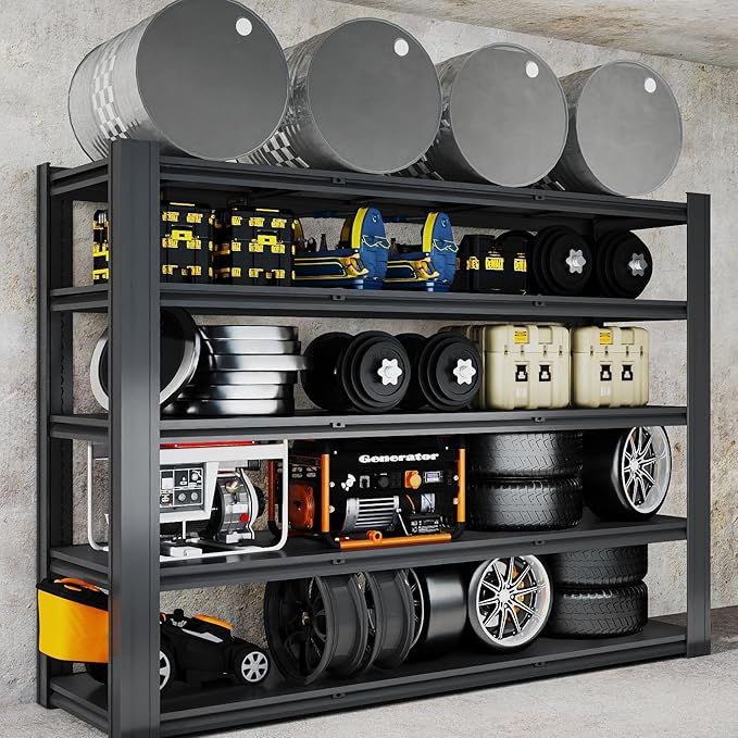 Metal Storage Shelves Unit,5-Tier Adjustable Heavy Duty Garage Shelving,3500LBS Garage Storage Industrial Shelves,Storage Racks,Steel Shelf Suitable for Shop,Warehouse,Basement