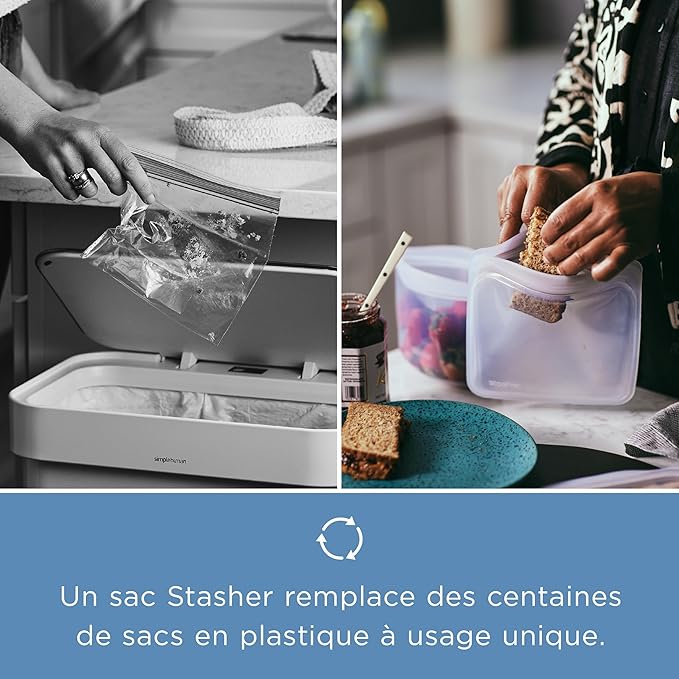 Stasher Premium Silicone Reusable Food Storage Bowl, Clear, Microwave, Sous Vide, Dishwasher, Oven and Freezer Safe, BPA Free, Leak-free, Eco-friendly, 1-Cup Bowl