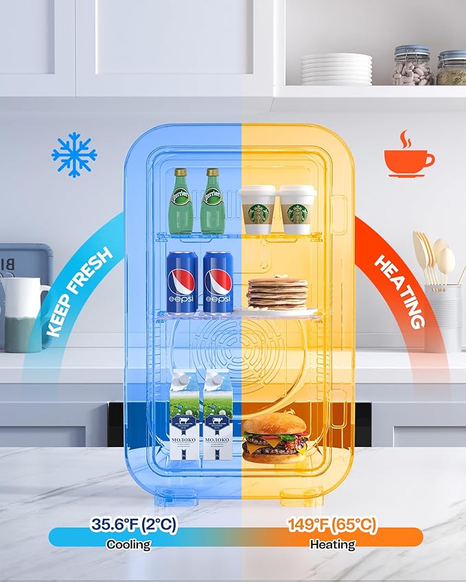 Mini Fridge,6 Liter / 8 Can Small Fridge for Bedroom, Car, Office & Dorm, 110V AC/DC Portable Thermoelectric Cooler & Warmer for Skincare, Food, Drinks, White