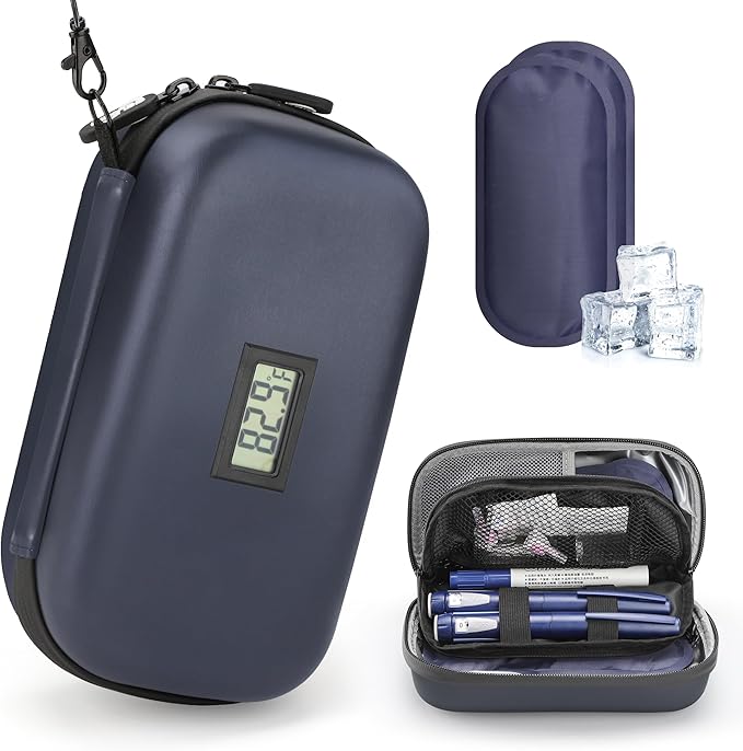 Insulin Cooler Travel Case Diabetic Medication Insulated Cool Organizer with 2 Reusable Ice Packs for Insulin Pen and Other Diabetic Supplies, for the Daily Life and Trip, Pink Color