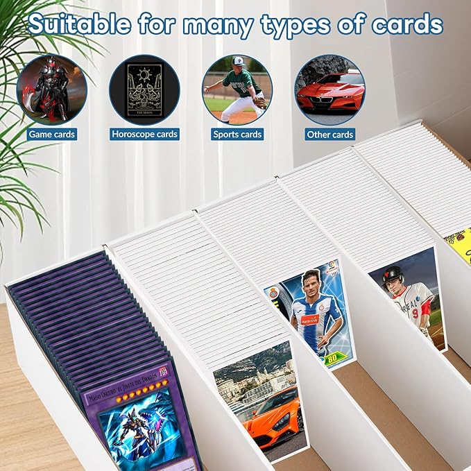 4 Pack Card Storage Box, 3700 Count Trading Card Storage Box White Sports Storage Cards Box Organizer Sorting Tray Cases Box for Storing Protecting and Organizing Soccer Cards