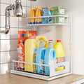 Under Sink Organizer and Storage, Height Adjustable Cabinet Organizer with Slide Out Drawer, Pull Out Under Sink Storage, Multi-Purpose 2 Tier Sink Shelves for Kitchen Bathroom Pantry (White, 1 Pack)