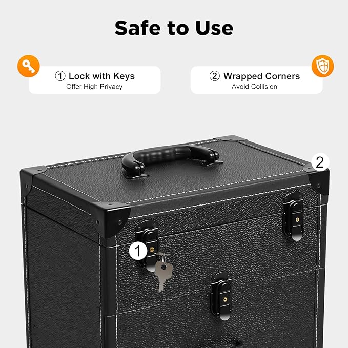 Professional Rolling Makeup Case, Large Cosmetic Trolley with Locks, Cosmetics Storage Organizer Make up Case with Universal Wheels for Make Up Nail Hairstylists
