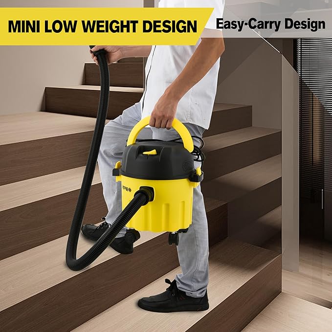 Wet-Dry Vacuum, 3-in-1 Portable Shop Vacuum Cleaner with 2 Peak HP Power Suction, Lightweight Wet Dry Vacuum with Blower & Wall Mount Design for Car, Pet Hair, Hard Floor