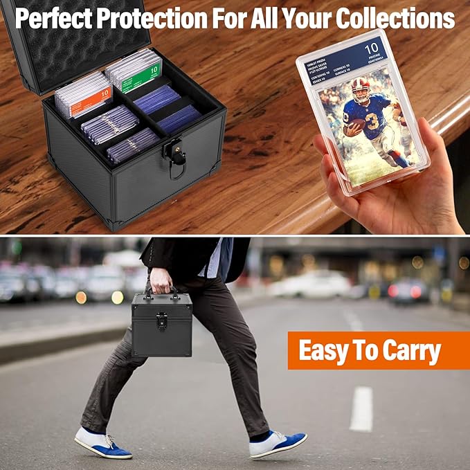 Graded Card Storage Box, Top Loaders Case, Sports Trading Box, Slab PSA MTG CSG BGS SGC Magnetic Holder, Waterproof Carrying Case, Collector Storage Boxes