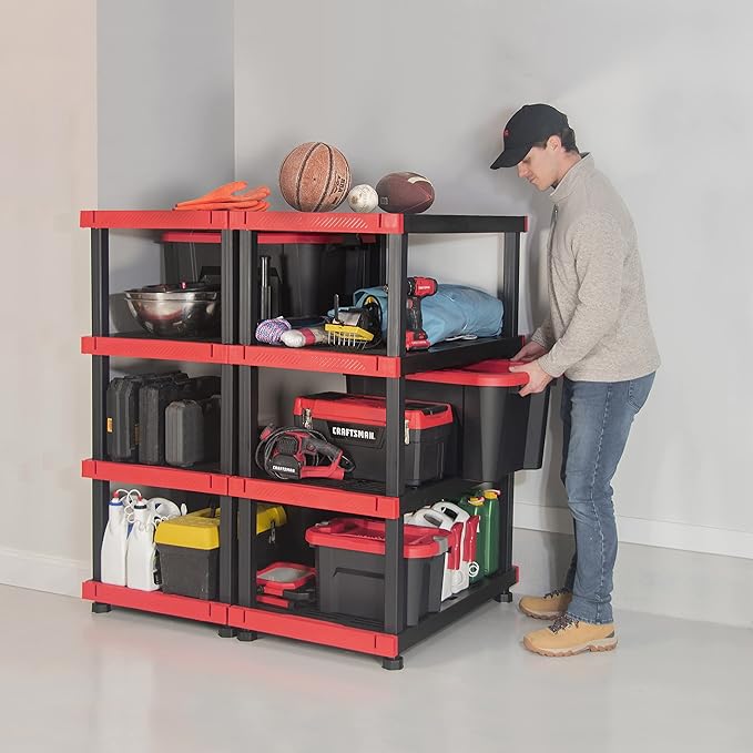 CX Craftsman, 4-Tier Highly Durable Storage Rack, 200lbs/shelf, (55H x 40W x 24D), Interlocking Shelving Unit and Weather-Resistant Design, American Made Garage Shelf