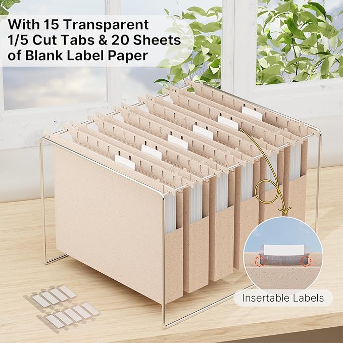 Wheat Straw Plastic Hanging File Folder Letter Size,Heavy Duty 1'' Expansion,12 Pack Extra Capacity Filing Cabinet Folders,File Organizer Designed for Bulky Files,Medical Charts（Morandi Pink
