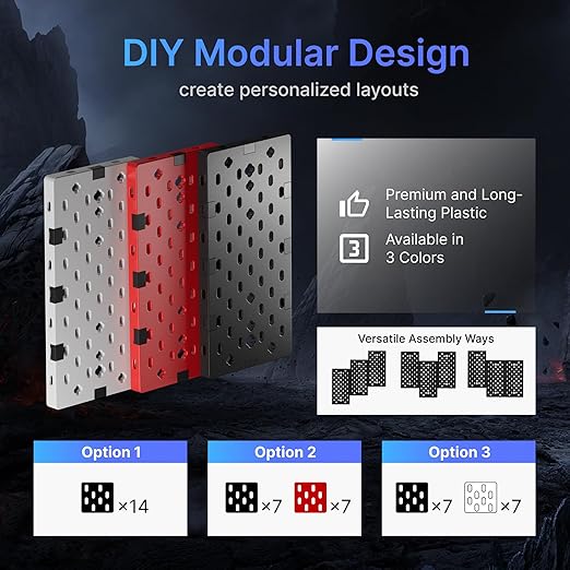 PEGZONE Controller and Headphone Holder Wall Mount, Modular Gaming Pegboard with Accessories, Controller Stand for Xbox PS5 PS4 Switch, Video Game Storage, Disc Shelf Organizer, 14pcs Pegboard, Black