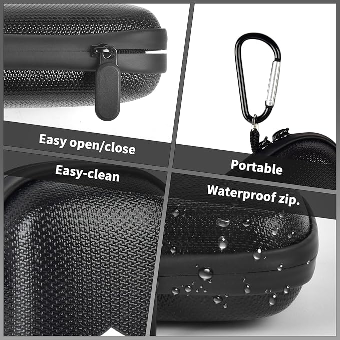 Fireproof& Waterproof Case for SanDisk Extreme Portable External SSD 500GB 1TB 2TB 4TB 8TB Solid State Drive, Zipper Travel Cable Organizer with SD SDXC SDHC Card Slots, Storage Pouch Only (Black)