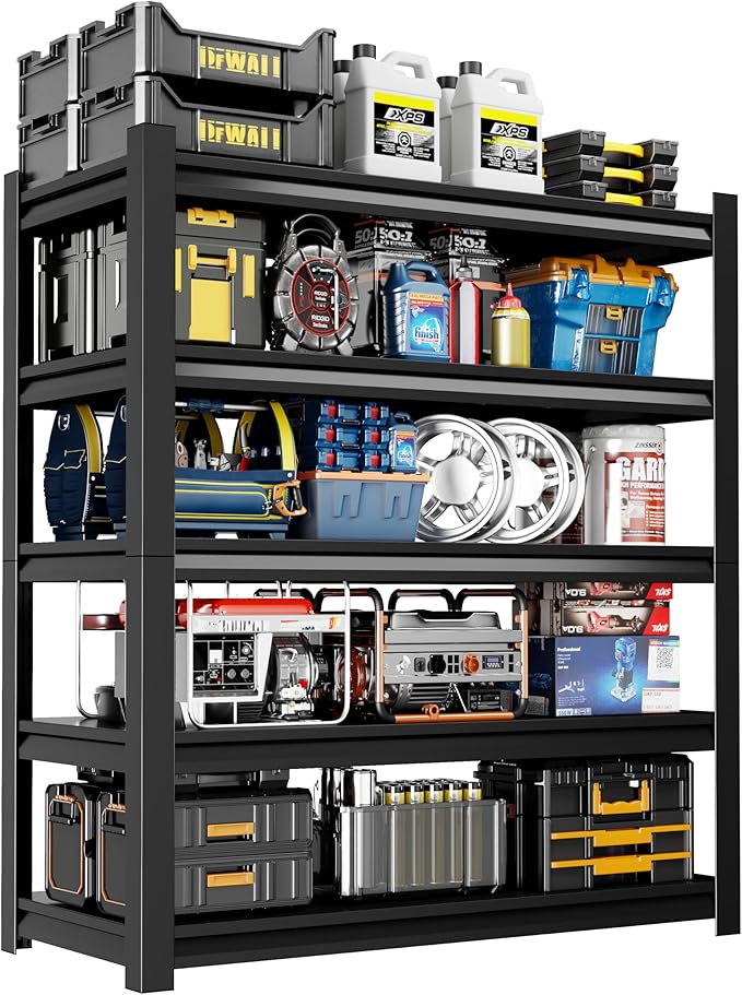 39" W Garage Shelving,5-Tier Heavy Duty Shelving Unit,3000LBS Adjustable Metal Storage Shelves,Storage Rack Units for Industrie,Shed,Warehouse,Basement,Black,39" W x 18" D x 72" H