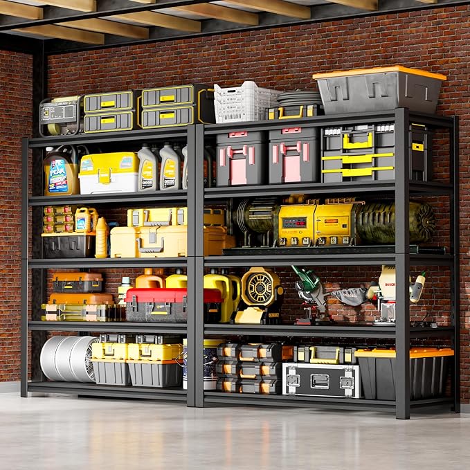 72''H Garage Shelving Heavy Duty,2500LBS Storage Shelves,5-Tier Adjustable Metal Shelve Storage Shelf Rack, Industrial Shelving Unit for Garage,Warehouse, Basement (39" W x 18" D x 72" H) 2PC