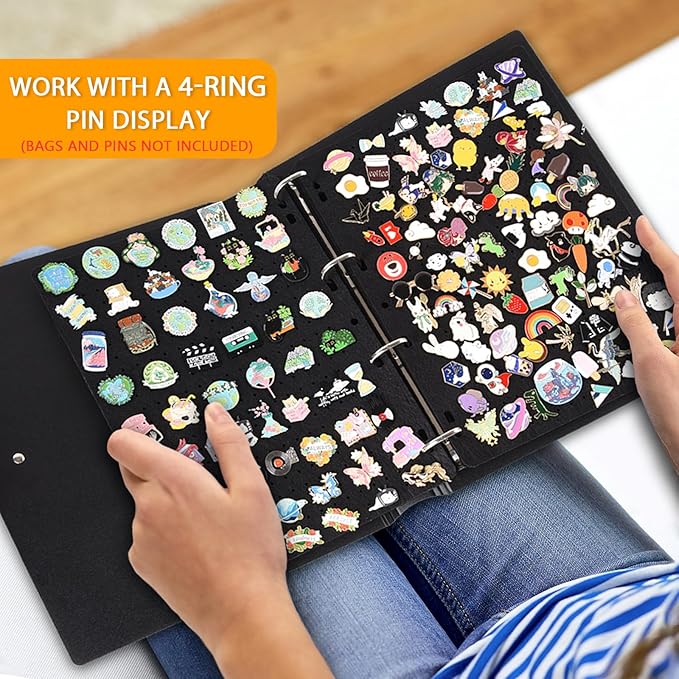 Enamel Pin Display Pages,Creative Pin Collection with 8 Flip-Pages,Fit in Any 3-Ring or 4-Ring Binder,Designed to Easily Trade & Display Enamel Pins (Pins Not Included)
