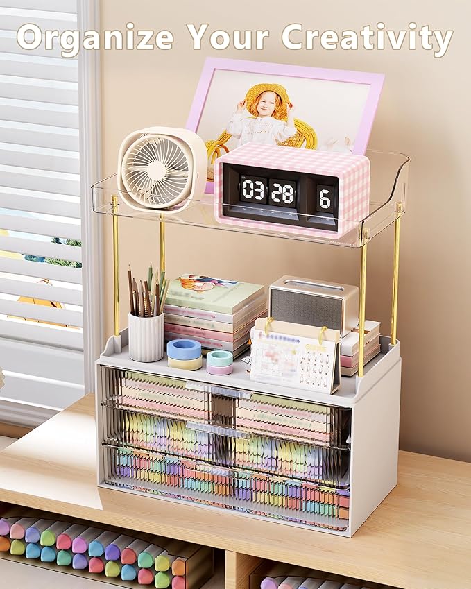 Bathroom Organizers and Storage, Makeup Organizer (Sturdy Durable Attractive), Ideal for Vanity, Countertop, Counter, Perfume, Skincare, Cabinet, Cosmetic, Dresser Organizer (White)