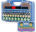 Battery Organizer Storage Holder Box Case with Tester, Stores & Protects Up to 285+ Batteries, Double-Sided and Durable Design,Holds AA AAA 4A C D Cell 9V 3V Lithium LR44 CR2 CR123 (Blue)