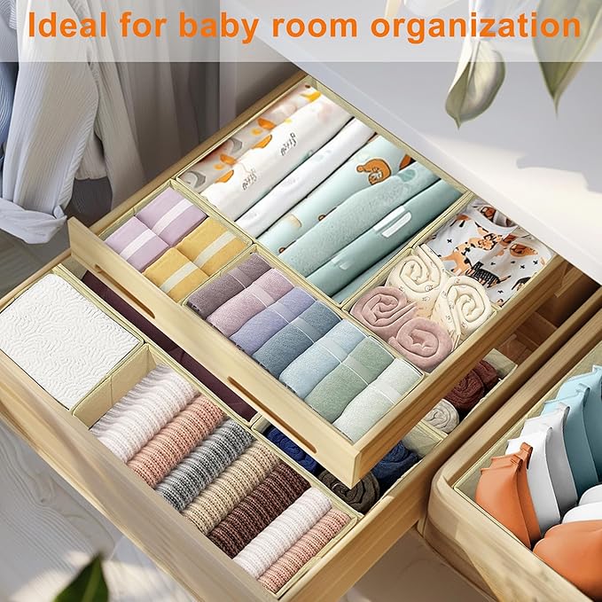 Clothes Organizer, Storage Drawer, 12 Piece Fabric Drawer Organizer Foldable Wardrobe Divider for Clothing, Underwear, Socks, Bra and Scarf, Home Storage Box in Drawers and Closet