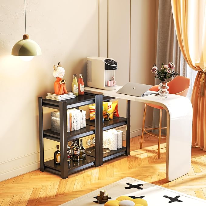 Storage Shelves, Garage Metal Shelving Unit, Adjustable, Double-Layer Column with Reinforced Ribs, Heavy-Duty, Capable of Bearing 600-3600 lbs (Black, 32 * 32 * 14, 3-Tier)
