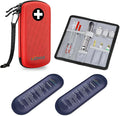 Hard Shell Insulin Cooler Travel Case with 2 Ice Pack, Shock Absorption Insulated Diabetic Medication Organizer Carrying Bag with Extra Pouch for Insulin Pen and Other Diabetic Supplies, Red