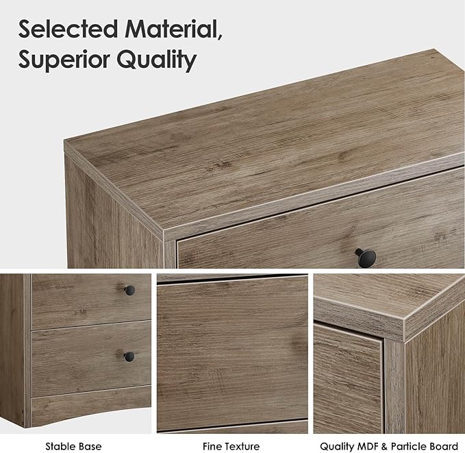 Nightstand, Bedside Tables, Farmhouse Wood Night Stand with 3 Storage Drawers, Small Wooden Dresser Chest of Drawers Bedside Cabinet for Bedroom Small Spaces, Gray