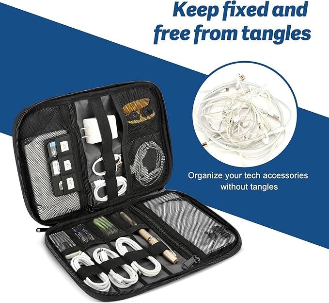 Electronic Organizer Travel Case, All-in-One Portable Cable Organizer Bag for Storage, Cord Organizer Tech Accessories for Cables, Chargers, Power Bank, Flash Drive, SD Card