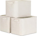 Bidtakay Large Storage Baskets for Shelves 3 Pack Fabric Storage Bins for Organizing Linen Collapsible Organizer for Closet-Light Biege