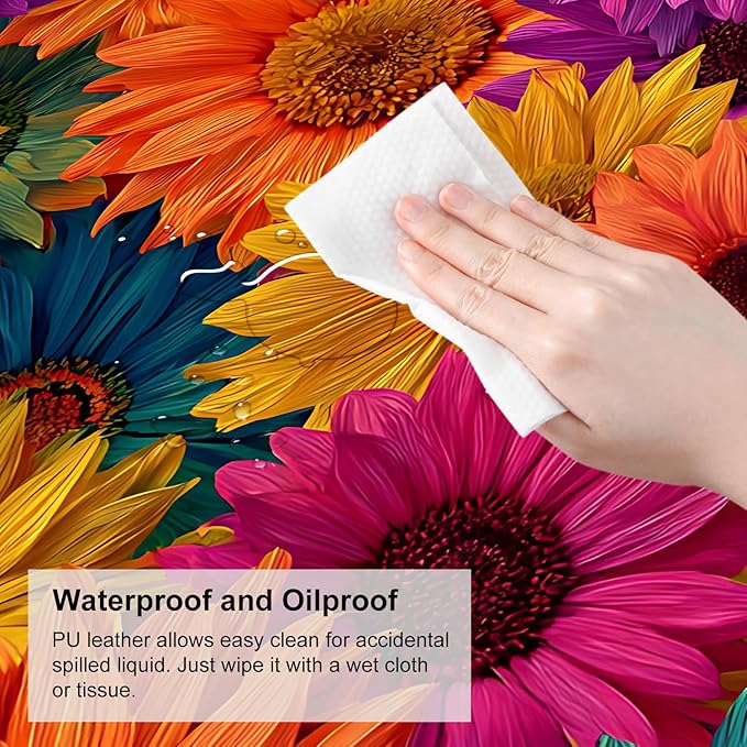 Colorful Floral Mouse Pad – Large Extended Desk Mat 31.5 x 11.8 in– Bright Rainbow Sunflower Design, Non-Slip Rubber Base, Waterproof Surface, Oversized Keyboard & Mouse Pad for Office or Gaming