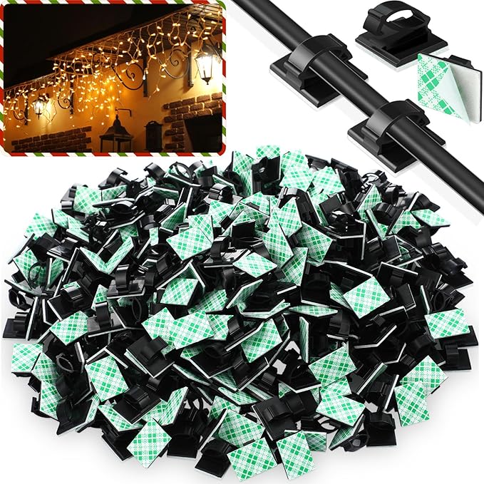 EBOOT 200 Pieces Adhesive Cable Clips Wire Clips Cable Wire Management Wire Cable Holder Clamps Cable Tie Holder for Car, Office and Home