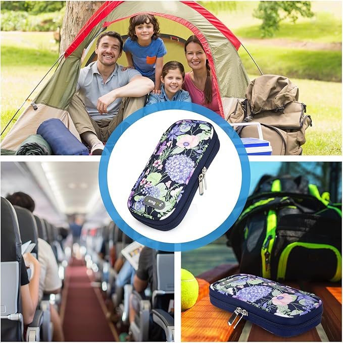 YOUSHARES Insulin Cooler Travel Case - Diabetic Case Insulated Organizer Portable Cooling Bag for Insulin Pen and Medication Diabetic Care Supplies with 2 TSA Approved Ice Pack