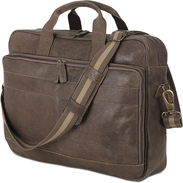 KomalC 16 Inch Leather briefcases Laptop Messenger Bags for Men and Women Best Office Satchel Bag