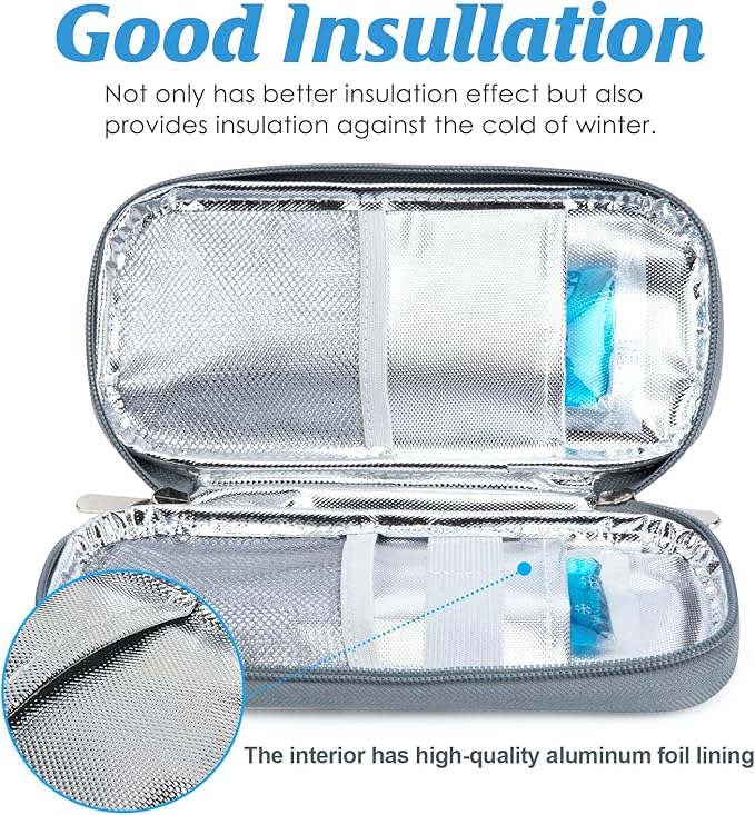 YOUSHARES Insulin Cooler Travel Case - Portable Refrigerated Medicine Case for Insulin Pen, Medication and Diabetic Supplies with 2 TSA Approved Ice Pack