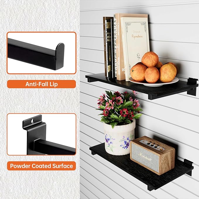 Wood Slatwall Shelves, Slat Wall Shelf Slatwall Acccessory for Garage, Home Improvement, Retail Display (4, 16''x8'')