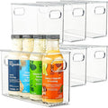 primebox Plastic Food Storage 6 Pack Clear Container Bin with Handles for Organizing Kitchen, Pantry, Refrigerator, Freezer, Pantry, Cabinet, Closet, Bathroom. 10”x4”x6”