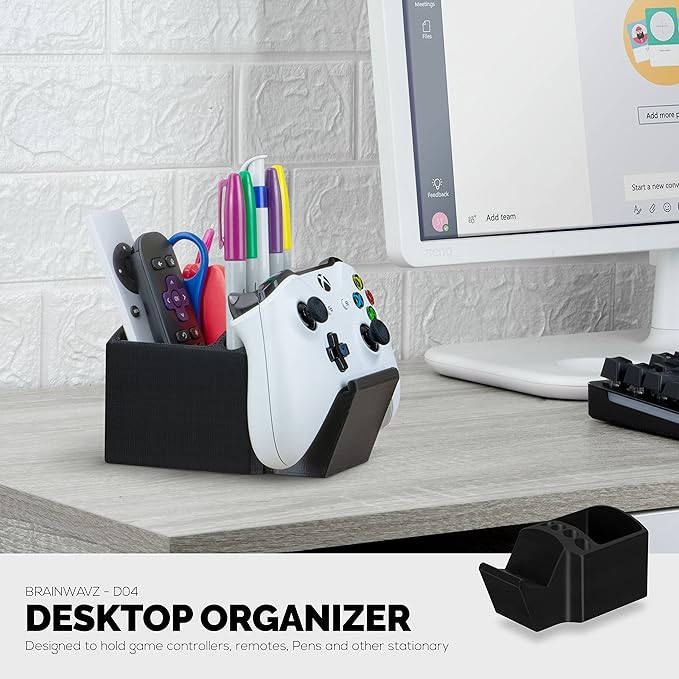 BRAINWAVZ Game Controller, TV Remote Control & Pens Pencils Stationery Storage Desktop Organizer Holder, Universal Design for Xbox ONE PS5 PS4 PC Gamepads, Reduce Clutter (D04)