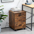 File Cabinet with Lock 3 Drawer Mobile Filing Cabinet with 360° Swivel Wheels, Under Desk Storage Cabinet Wooden File Organizer for Legal/Letter/A4 Documents, Home Office Storage (Brown)