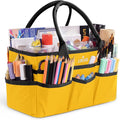 JJRING Craft and Art Tote - 600D Yellow Nylon Fabric Art Sewing Organizer Bag with Pockets - for Craft, Scrapbooking, Medical, and Office Supplies Storage