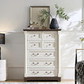 Farmhouse 7 Drawer Dresser with Roman Column Design, 43" Tall Dressers Wood Chest of Drawers for Bedroom,Living Room, Antique White