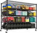 PrimeZone 5 Tier 80.7"H x 55.5"W x 24"D Wire Shelving with Wheels 3000lbs NSF Certified Storage Shelves Heavy Duty Metal Shelf Adjustable Rolling Rack Commercial Garage Restaurant Warehouse Kitchen
