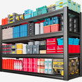 68" Wide Heavy Duty Garage Shelving Units, 4-Tier Deep Storage Shelves,Black Metal Garage Shelves,Steel Shelf,Large Storage Rack,Industrial Shelving for Shop, 68" W x 24" D x 68" H