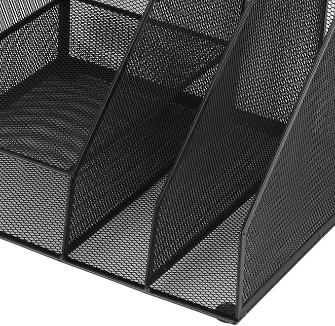 Metal Mesh Desk Organizer, Multifunctional Pen Holder & Office Supplies Organizer with Durable Lightweight Black Iron Design