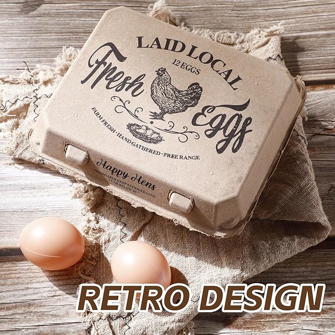 Zhanmai 100 Pack Egg Carton Bulk 12 Chicken Duck Egg Carton Vintage Printed Farm Fresh Crate with 3 x 4 Holds Recycled Paper Cardboard Sturdy Reusable Box Holder(Classic Style)