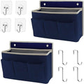2-Pack Wall Hanging Organizer Bag/Hanging Baskets with Large Mesh Compartment & 3 Pockets，Over the Door Hanging Organizer Space Saving Storage for Bedroom,RV Camper, Closet (Navy Blue -2 Pack)