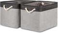 Bidtakay Fabric Storage Baskets with Handles [2-Pack] Large Canvas Organizer 16" X 11.8" X 11.8" Foldable Tall Baskets Rectangular Gift Basket Decorative Storage Bins for Closet, Home(Black&Grey)