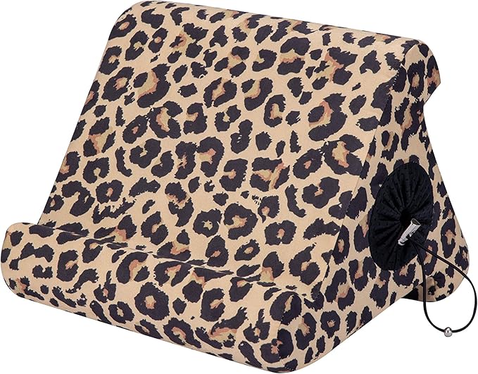 Flippy Original Tablet Pillow Stand & iPad Holder for Lap, Desk & Bed, Multi-Angle with Cubby Storage, Compatible with Kindle, Fire, iPad Pro, Air & Mini, Samsung Galaxy & iPhone, Def Leopard