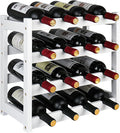 VASMIA Wine Rack, 4-Tier Bamboo Wine Racks Countertop,Sturdy and Durable Wine Storage Cabinet Shelf,16 Bottles Wine Holder for Kitchen Pantry, White