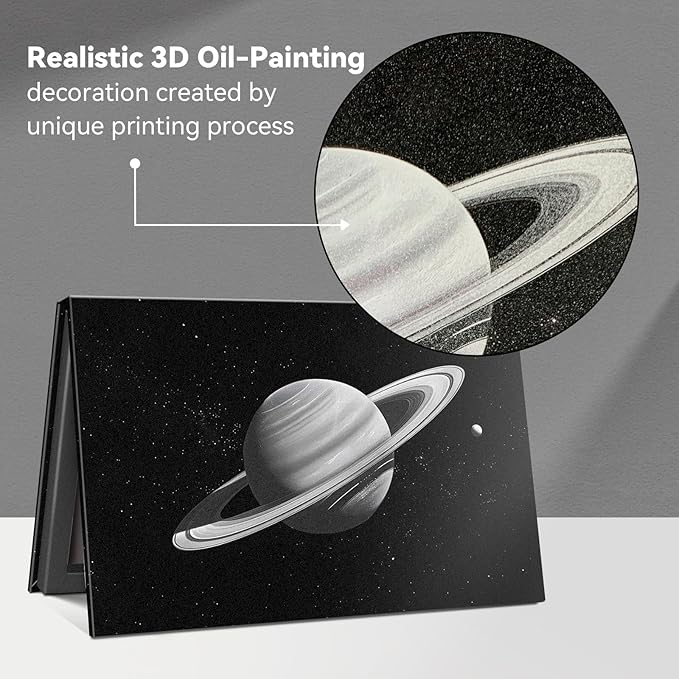 Magnetic Empty Eyeshadow Palette, Makeup Pans Organizer With Mirror Inside, 3D Frosted Finish Art Paper Palette (Cosmic Mystery)