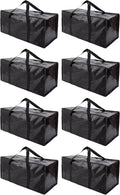 Extra Large Moving Bags with Zippers & Carrying Handles, Heavy-Duty Storage Tote for Space Saving Moving Storage, Fold Flat, Alternative to Box and Bin - 8 Pack, 40 Gal, Black
