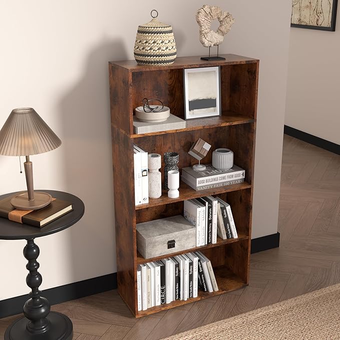 Wooden Cube Storage Organizer,Low Bookcase Storage Display Organizer (Brown, 4 Cube-W(23.6inch))